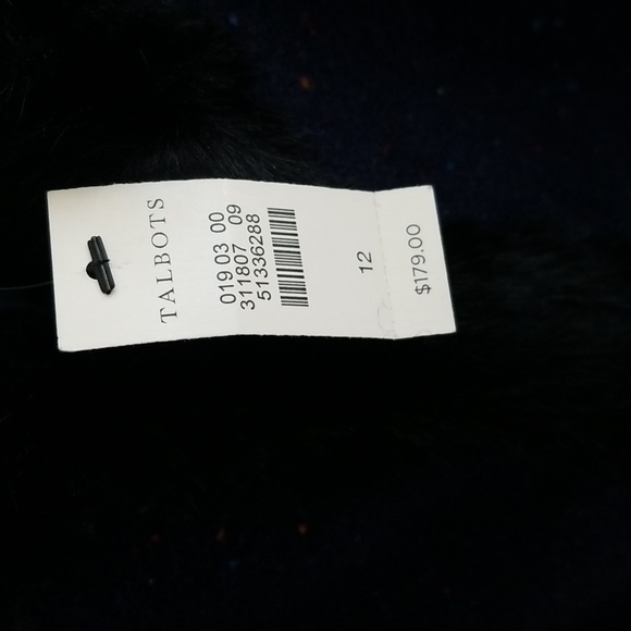 Talbots Navy Wool Blend Faux Fur Trimmed Jacket NWT size 12 - Picture 4 of 12